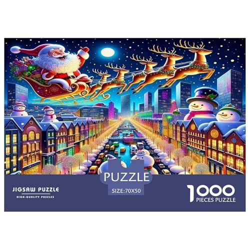 Weihnachtsmann Puzzles 1000-teilige Schwer Puzzle Spielzeug Lernspiel Impossible Herausforderungsspielzeug Für Erwachsene Kinder 70x50cm/1000pcs von UNRXJZLVM