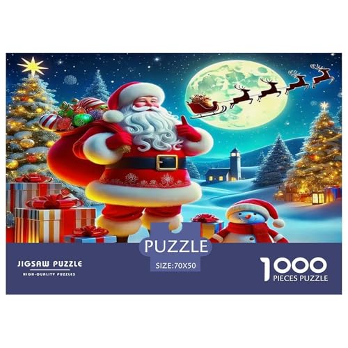 Weihnachtsmann Puzzles 1000-teilige Schwer Puzzle Spielzeug Lernspiel Impossible Herausforderungsspielzeug Für Erwachsene Kinder 70x50cm/1000pcs von UNRXJZLVM
