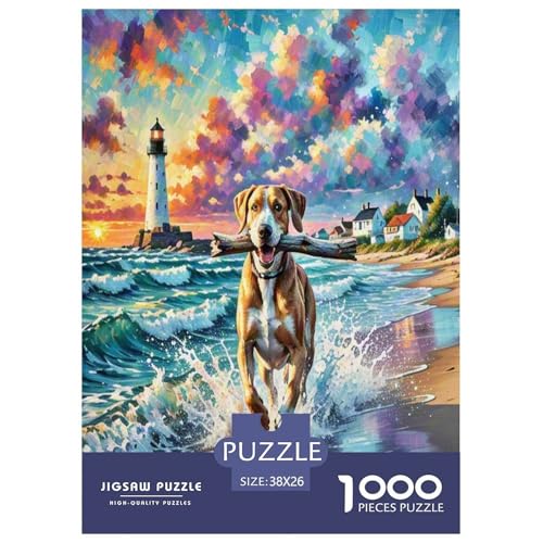 Weimaraner Puzzles 1000 Teile Schwer Puzzle Spielzeug Lernspiel Impossible Herausforderung Spielzeug Für Erwachsene Kinder 38x26cm/1000pcs von UNRXJZLVM