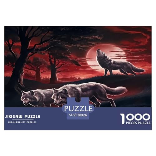 Wolf Puzzle 1000 Teile Schwer Puzzle Spielzeug Lernspiel Impossible Herausforderungsspielzeug Für Erwachsene Kinder 38x26cm/1000pcs von UNRXJZLVM