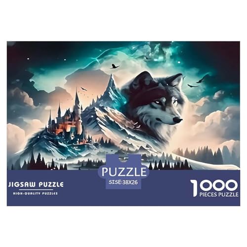 Wolf Puzzle 1000-teilige Schwer Puzzle Spielzeug Lernspiel Impossible Herausforderung Spielzeug Für Erwachsene Kinder 38x26cm/1000pcs von UNRXJZLVM