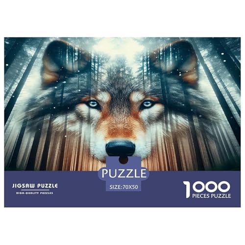 Wolf Puzzle 1000-teilige Schwer Puzzle Spielzeug Pädagogisches Spiel Impossible Herausforderungsspielzeug Für Erwachsene Kinder 70x50cm/1000pcs von UNRXJZLVM