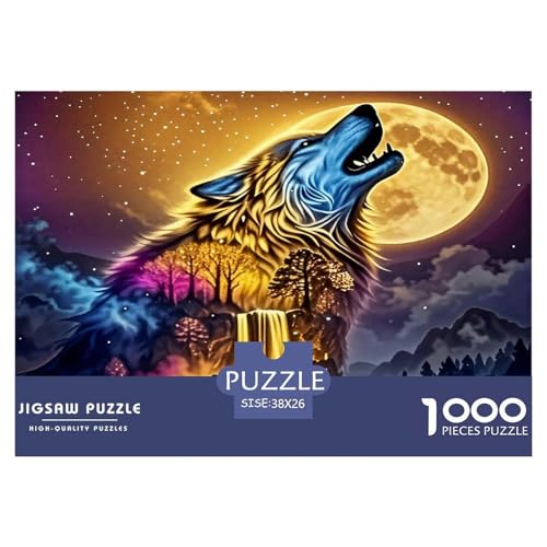 Wolf Puzzles 1000-teilige Schwer Puzzle Spielzeug Lernspiel Impossible Herausforderungsspielzeug Für Erwachsene Kinder 38x26cm/1000pcs von UNRXJZLVM