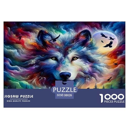 Wolf Puzzles 1000-teilige Schwer Puzzle Spielzeug Lernspiel Impossible Herausforderungsspielzeug Für Erwachsene Kinder 38x26cm/1000pcs von UNRXJZLVM