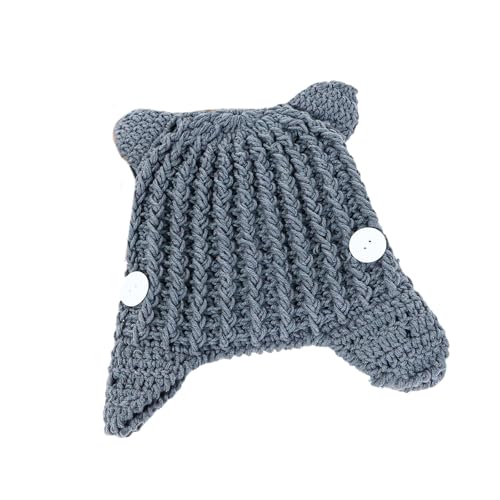 Häkelmütze mit Totenkopf-Hut für Halloween-Aktivitäten, gehäkelt, mit Ohren, Pullover, Cosplay, Kätzchen, 2000er-Jahre, Wintermützen, für Damen und Herren von UNTERING