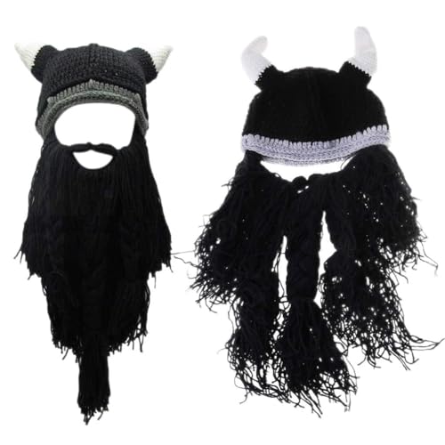Interessanter Barbaren-Vagabund-Hut, Halloween-Hörner, Bartmütze, warm, hält die Ohren zum Schutz, Hut für Damen, Strumpf Interessanter Barbaren-Vagabund-Hut, Halloween-Hörner, Bartmütze, warm, hält die Ohren zum Schutz, Hut für Damen, Strumpf von UNTERING