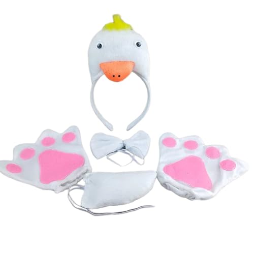 UNTERING Cartoon-Tier-Stirnbänder, Enten-Gänse, Haarreif und Halsband, Cosplay-Haarband für Kinder, Bühnenkopfbedeckung, niedliche Kopfbedeckung für Frauen von UNTERING