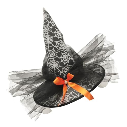 UNTERING Cooler Hexenhut Schleier Tüll für Damen Herren Teenager für Halloween Party Spinnennetz Sheer Retro Zauberer Cosplay Halloween Hexenhut für Frauen UNTERING Cooler Hexenhut Schleier Tüll für Damen Herren Teenager für Halloween Party Spinnennetz Sheer Retro Zauberer Cosplay Halloween Hexenhut für Frauen von UNTERING