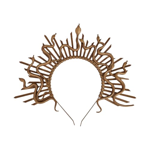 UNTERING Elegantes goldfarbenes Schlangen-Stirnband, Medusas, tragbare Dekoration für Mythologie-Liebhaber und Kostüm-Enthusiasten, stilvolle Outfits, Kostüm-Stirnband von UNTERING