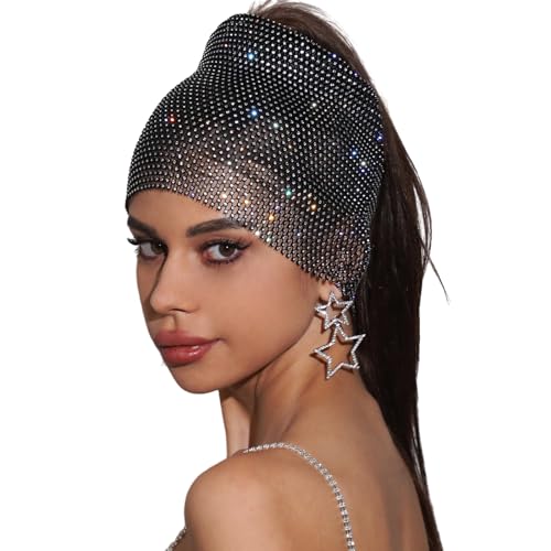 UNTERING Funkelnder Turban-Hut für Damen, Stirnband, voller Strass, Nachtclub, Party, Raves, Kostüm, Blingbling Head Wrap Turbane für Frauen Kopfwickel UNTERING Funkelnder Turban-Hut für Damen, Stirnband, voller Strass, Nachtclub, Party, Raves, Kostüm, Blingbling Head Wrap Turbane für Frauen Kopfwickel von UNTERING