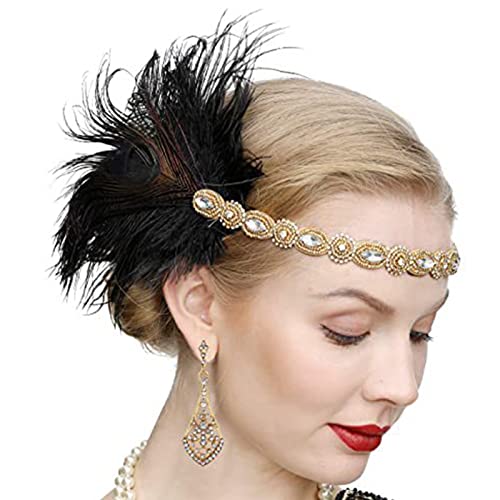 UNTERING Karnevals-Kopfschmuck, Flapper-Stirnband, Maskerade, Gatsbys, Feder, Damen, Karneval, Feder-Kopfschmuck UNTERING Karnevals-Kopfschmuck, Flapper-Stirnband, Maskerade, Gatsbys, Feder, Damen, Karneval, Feder-Kopfschmuck von UNTERING