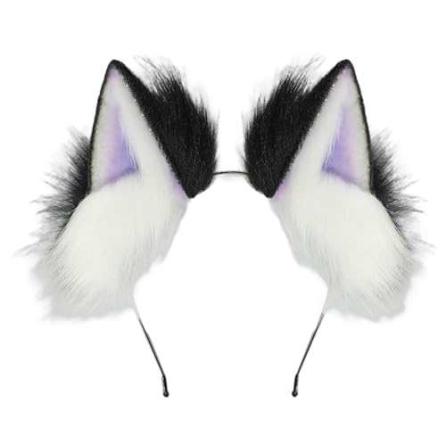 UNTERING Realistisches Katzenohr-Haarband mit Plüsch-Haarband, Farbverlauf, Farbdesign für Damen, Mädchen, Cosplay, Event, Motto-Partys, Cartoon-Anime-Zubehör von UNTERING