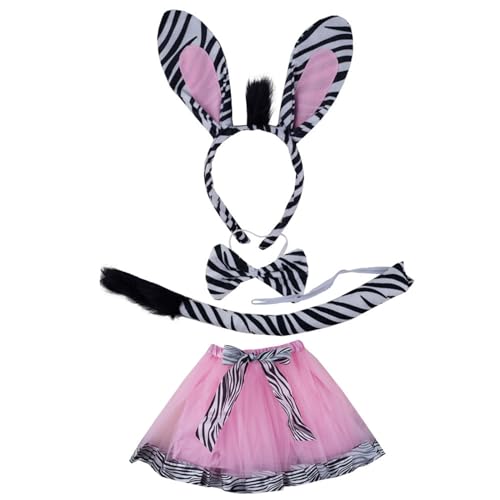 UNTERING Rock Zebras Ohren Stirnbänder Kragen Schwanz Tierohren Haarreifen für Kinder zeigt Tierhaarbänder Cartoon-Kostüm, Stirnband und Schwanz UNTERING Rock Zebras Ohren Stirnbänder Kragen Schwanz Tierohren Haarreifen für Kinder zeigt Tierhaarbänder Cartoon-Kostüm, Stirnband und Schwanz von UNTERING