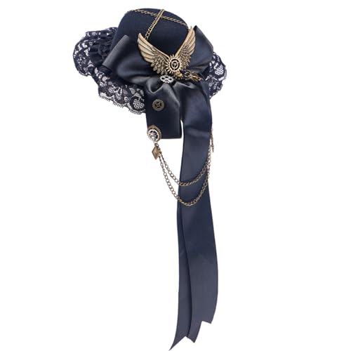 UNTERING Steampunk-Hut für Damen und Herren mit Schleife, Halloween, Cosplay, Party, Kostüm, Gothic-Stil, Kopfbedeckung mit Haarspange, Halloween-Kostüm für Festivals von UNTERING