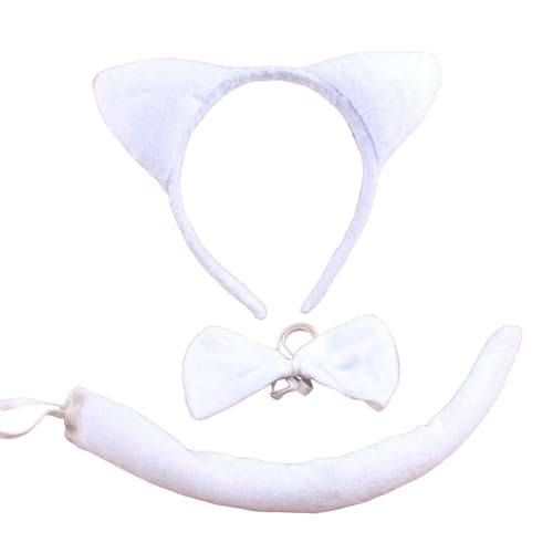 UNTERING Tierohr-Stirnband für Kinder, Plüsch-Stirnband/Fliege/Schwanz, Animationsanzug für Erwachsene, Halloween, Cosplay, Kinderkostüm von UNTERING