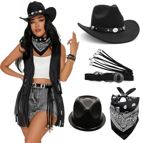 UNTERING Western-Cowgirl-Kostüm-Set für Damen, mit rotem Schalgürtel und für Mottopartys, Halloween, Western-Cowgirl-Kostüm-Set UNTERING Western-Cowgirl-Kostüm-Set für Damen, mit rotem Schalgürtel und für Mottopartys, Halloween, Western-Cowgirl-Kostüm-Set von UNTERING