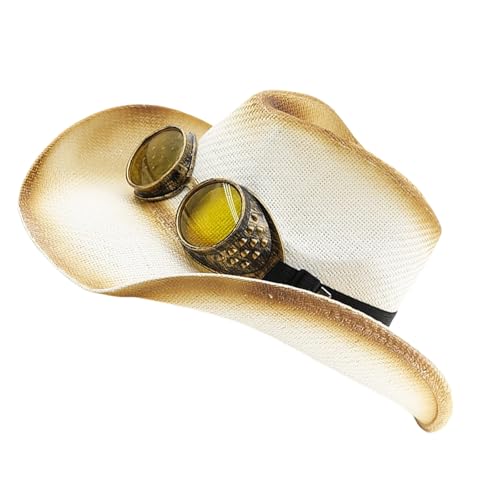Western-Sonnenhut mit Brille, Rollkrempe, Used-Look, für hohen Tragekomfort, Musik, Festival, Karneval, Kopfbedeckung, Western Western-Sonnenhut mit Brille, Rollkrempe, Used-Look, für hohen Tragekomfort, Musik, Festival, Karneval, Kopfbedeckung, Western von UNTERING