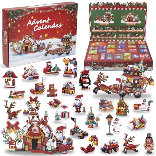Adventskalender 2024 Kinder, 24 Tage Weihnachts-Adventskalender für Kinder/Jugendliche, 12-in-1-Baustein-Set, Spielzeug für Jungen/Mädchen von UNU