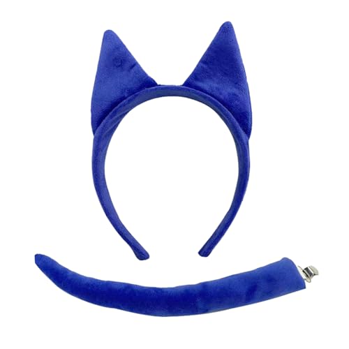 UNVOJL Blaue Katzenohren Stirnband und Schwanz Set Katze Kostüm Zubehör Katzen Dress Up Halloween Cosplay Katzen Kostüm für Erwachsene UNVOJL Blaue Katzenohren Stirnband und Schwanz Set Katze Kostüm Zubehör Katzen Dress Up Halloween Cosplay Katzen Kostüm für Erwachsene von UNVOJL
