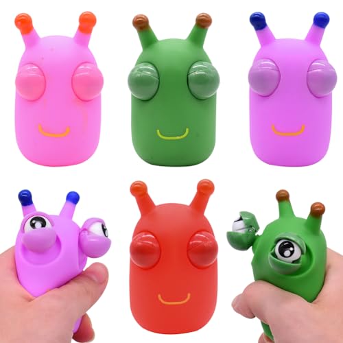 UNbit 4 stück lustiges Graswurm-Quetschspielzeug, quetschende Popup-Augen, lustiges sensorisches zappelndes Spielzeug für Kinder zum Stressabbau, Kindergeschenke von UNbit