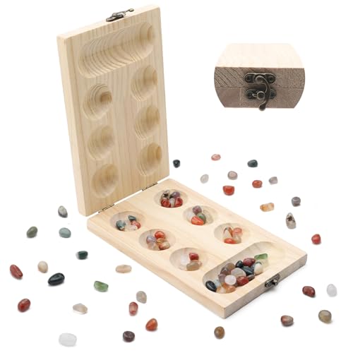 Mancala Brettspiel mit klappbarem, Steinchenspiel Lernspielzeugl, Bambus Mancala, Edelstein Match Schach, Edelstein Spiel, Kala-ha Spiel, Strategie-Brettspiel Aus Holz für Freunde Familie und Kinder Mancala Brettspiel mit klappbarem, Steinchenspiel Lernspielzeugl, Bambus Mancala, Edelstein Match Schach, Edelstein Spiel, Kala-ha Spiel, Strategie-Brettspiel Aus Holz für Freunde Familie und Kinder von UOCAI