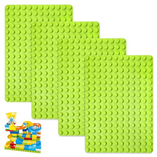 UOCAI 4PCS Bauplatte Groß Kompatibel mit Duplo Platte 25.5 x 19CM Legoplatten Legoplattenset Legoplatte Grundplatte Bodenplatte Klemmbausteine Platten Matte Plate Grün Bauplatten für Mädchen Jungen von UOCAI