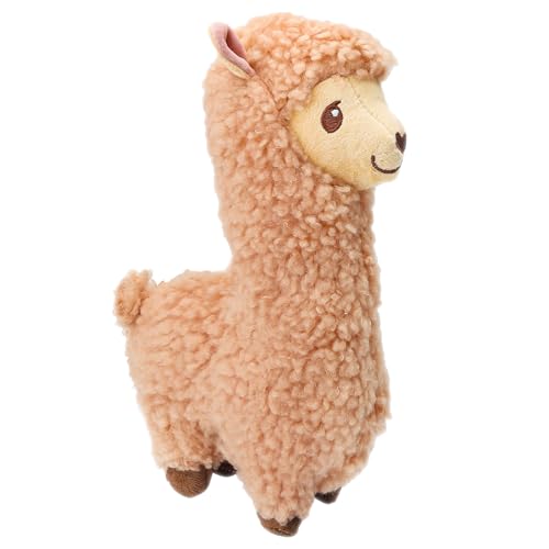UOCAI Alpaka Kuscheltier, Alpaka Kissen Lama Kuscheltier, Alpaka Plüschtier Weiches Lammfellwolle Alpaka Kuschelkissen, Plush Alpaka Geschenk für Kinder Mädchen Jungen (33 cm, Braun) von UOCAI
