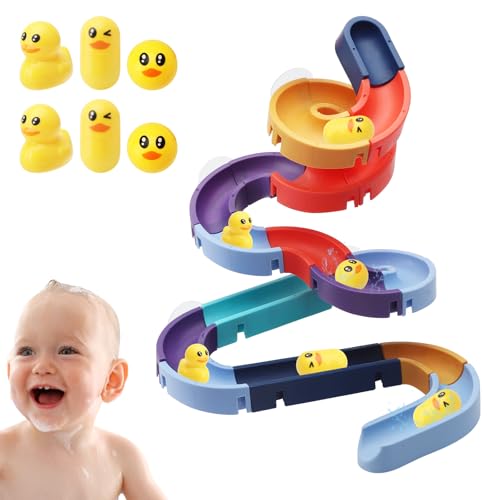 UOCAI Badewannenspielzeug Baby, DIY Badespielzeug, Kugelbahn, Badewannen Spielzeug mit Saugnäpfe, Wasserspielzeug Kinder Badewanne, Badespaß Geschenk Mädchen Junge ab 4 5 6 7jahre (34 Stück) von UOCAI