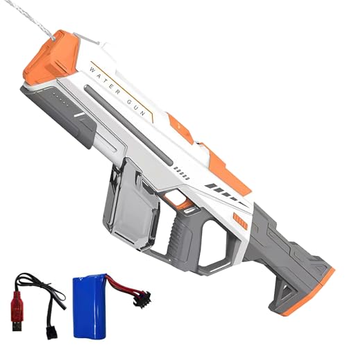 Elektrische Wasserspritzpistole für Kinder & Erwachsene,10 m Reichweite,Automatische Wasserpistole mit Manuelle Funktion, Extra groß Wasserpistole Elektrisch Für Pool, Strand, Garten (orange) von UOEONR
