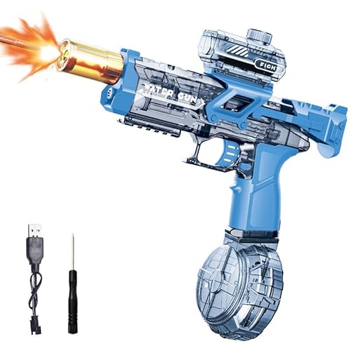 Wasserpistole Elektrisch,Elektrische Wasserpistole Große Kapazität 500cc,Reichweite 28-32 Fuß,Wiederaufladbar Wasserpistole Kinder mit Blitzeffekten,Automatische Wasserpistole (blau) von UOEONR