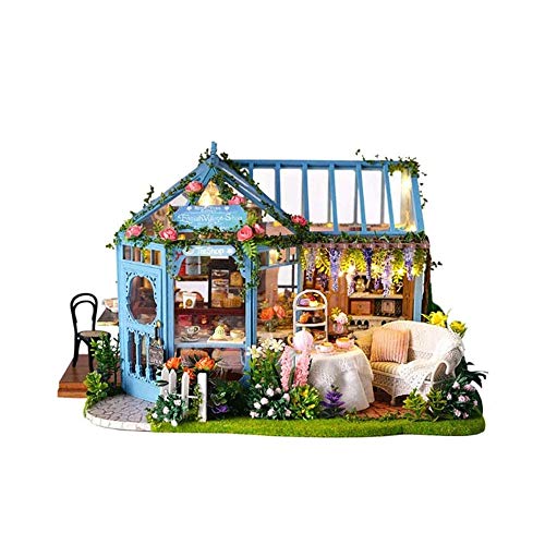 DIY Miniatur-Dollhouse Set mit 3D Furniture Wooden Miniatur House Miniatur-Dolls House Kit Furniture Cottage Rose Garden Tea House Handmade Building Model Wooden Villa Creative Female Gift von UOHUFIDABFD