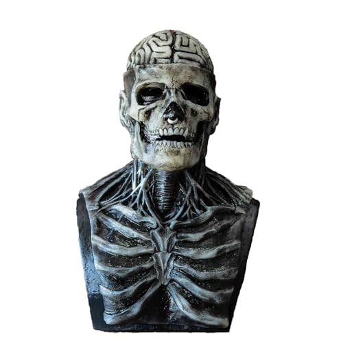 UOKMNY 3D-Totenkopfmaske mit abnehmbarem Kiefer, realistische Halloween-Totenkopfmaske, gruselige Skelett-Kopfbedeckung, Halloween-Requisite (black 1) von UOKMNY
