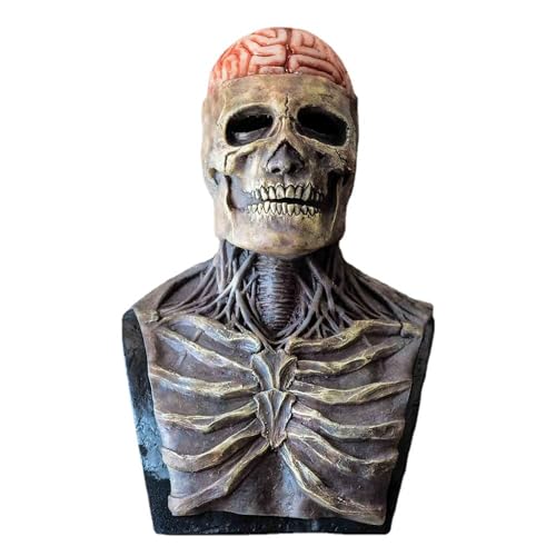UOKMNY 3D-Totenkopfmaske mit abnehmbarem Kiefer, realistische Halloween-Totenkopfmaske, gruselige Skelett-Kopfbedeckung, Halloween-Requisite (red 1) von UOKMNY