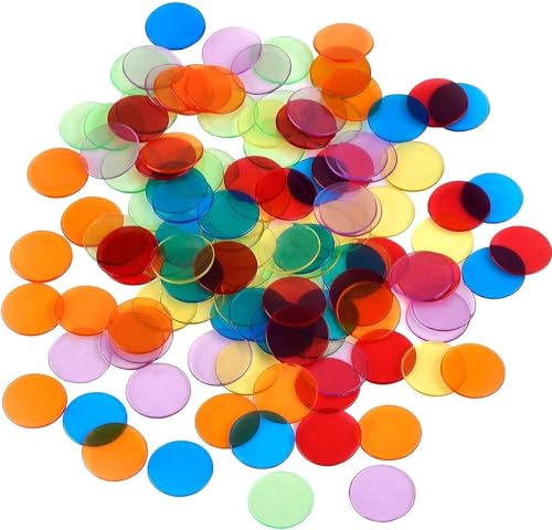 200 Stück Transparente Bingo-Zählchips,Kunststoff-Bingo-Chips Farbiger Spielchips Zählen für Party-Bingo-Zubehör Mathematikunterricht Erhältlich(mit einem Durchmesser von je 1,9 cm) von UOPMQGB