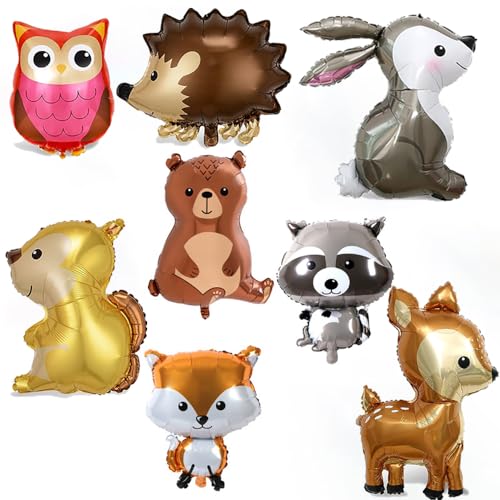 unifun 8 Tierkopf-Folienballons, Waldtier-Geburtstagsdekorationen, Vibrant colors, Foilballon, Kinder, Unisex-Kinder, Geburtstag, Dschungel, Tier von UOPMQGB