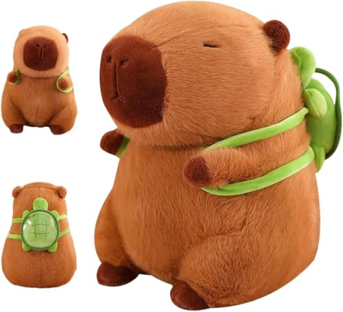 UOSOOZ Capybara Kuscheltier Capybara Plüschtier Capybara mit Schildkrötenrucksack Stofftier Capybara Geschenk Capybara Plushie Puppen Kabibara für Kinder Jungen Mädchen （23cm） von UOSOOZ