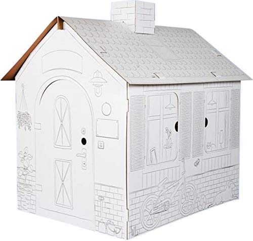 Spielhaus aus Karton für Kinder zum Ausmalen – XL-Größe, Spielhaus aus stabilem und langlebigem Karton. von UP Kids