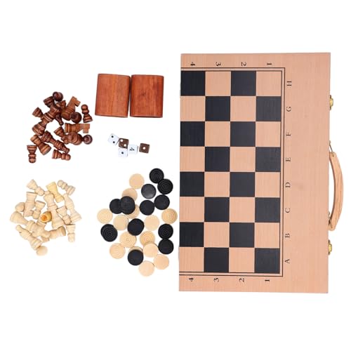 Holzschachspiel für Familienzusammenhalt mit Kiefernholzmaterial, Tragbares Schachbrettset für Internationales Schachspiel von UPALDHOU