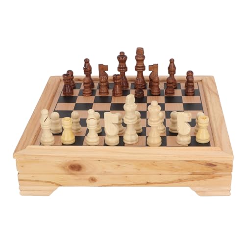 Schachbrettspielset aus Holz, Tragbares, Leichtes Lernspiel, Geeignet für Heimschulpartys von UPALDHOU