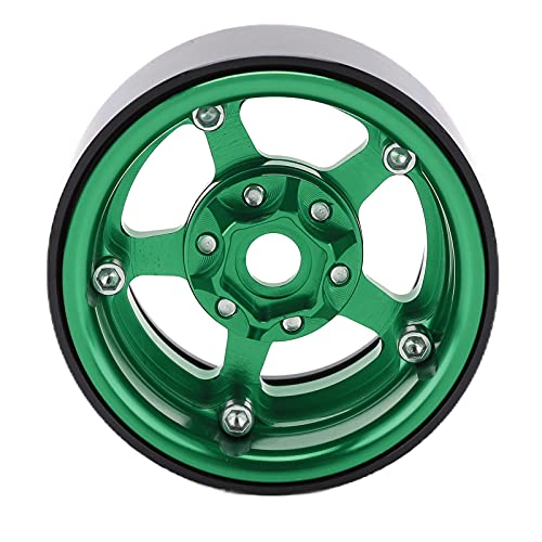 UPALDHOU 1,9 Beadlock- 1,9-Zoll-Aluminiumlegierung RC-Autoräder mit 5-Loch-Silberfelgen für Axiale SCX10 90046 D90 HSP Redcat HPI-Installation (Leuchtendes Grün) von UPALDHOU