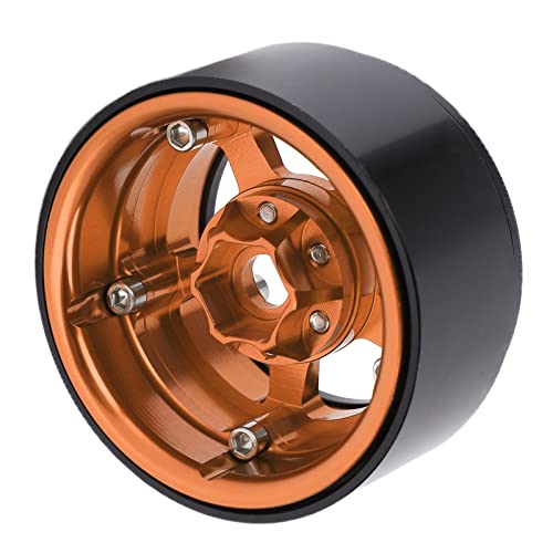 UPALDHOU 1,9 Beadlock- 1,9-Zoll-Aluminiumlegierung RC-Autoräder mit 5-Loch-Silberfelgen für Axiale SCX10 90046 D90 HSP Redcat HPI-Installation (Rosa und Gold) von UPALDHOU
