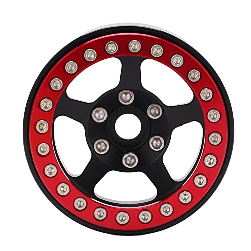 UPALDHOU 1,9 Beadlock- 1,9-Zoll-Aluminiumlegierung RC-Autoräder mit 5-Loch-Silberfelgen für Axiale SCX10 90046 D90 HSP Redcat HPI-Installation (Rot Schwarz) von UPALDHOU