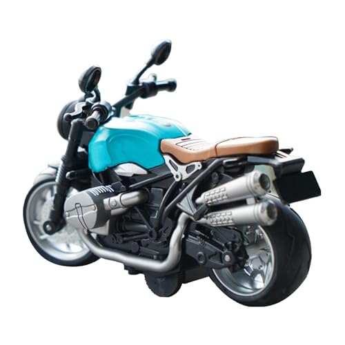 UPALDHOU 1:12 Motorisches Motorradmodell mit Legierung, Pull Back Race Bike 14cm Sammlerstück für mit Licht und Klang, Langlebige Konstruktion, Ideales für Junge Fahrer (Blau Schwarz) von UPALDHOU