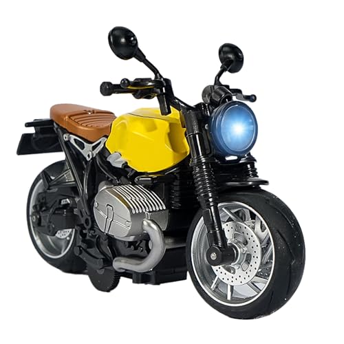 UPALDHOU 1:12 Motorisches Motorradmodell mit Legierung, Pull Back Race Bike 14cm Sammlerstück für mit Licht und Klang, Langlebige Konstruktion, Ideales für Junge Fahrer (Gelb Schwarz) von UPALDHOU