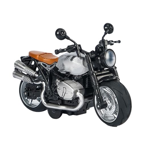 UPALDHOU 1:12 Motorisches Motorradmodell mit Legierung, Pull Back Race Bike 14cm Sammlerstück für mit Licht und Klang, Langlebige Konstruktion, Ideales für Junge Fahrer (Silberschwarz) von UPALDHOU