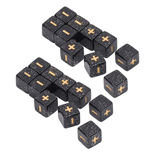 UPALDHOU 16mm Math Dice Set 20pcs Bildungsunterricht Würfel mit Graviertem Plus Minus Zeichen für das Lernen von Unterrichtsspielen Im Klassenzimmer. (Black) von UPALDHOU