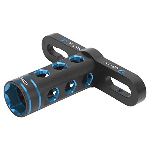 UPALDHOU 17 Mm RC -Sechskantnuss -Sockel, Aluminiumlegierung T Hülle für 1/8 RC Off Road Racing Car, mit Professionellem Wartungstool für eine Einfache Demontage, Premium Aluminium Legierung (Blue) von UPALDHOU