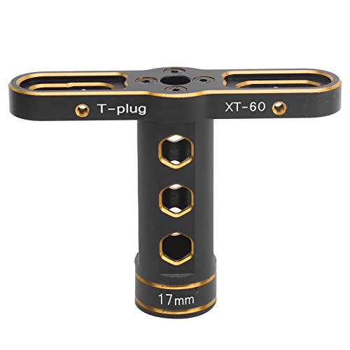 UPALDHOU 17 Mm RC -Sechskantnuss -Sockel, Aluminiumlegierung T Hülle für 1/8 RC Off Road Racing Car, mit Professionellem Wartungstool für eine Einfache Demontage, Premium Aluminium Legierung (Gold) von UPALDHOU
