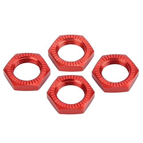 UPALDHOU 4pcs RC Wheel Hub Hex-Muttern 17mm Aluminiumlegierung Ersatz Nuttern für 1/8 RC-Auto mit Leichtem, Langlebigem Kleidung (Rot) von UPALDHOU
