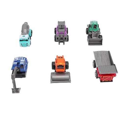 UPALDHOU 6-teilige Legierungsfahrzeug-Set, Bagger-Gabelstapler-Zementmixer-Kipper-LKW-Dozer, Bewegte Teile für Sandbox-Spiel und Indoor-Spiel Hub, Imagination-Boosting Engineering von UPALDHOU